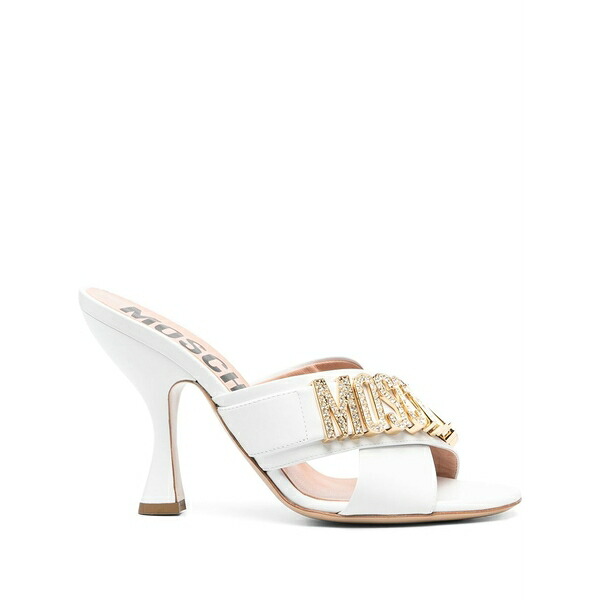 モスキーノ レディース サンダル シューズ 110mm logo-plaque sandals White｜asty