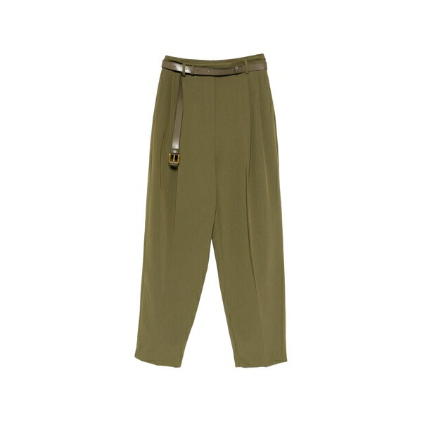 インペリアル レディース 心地好いズボン下 ボトムス Belted pleated trousers Green