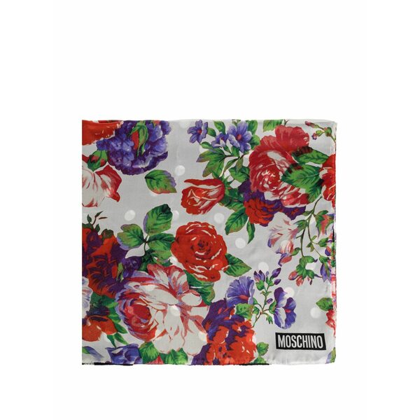 モスキーノ メンズ えり巻き・袈裟・えり巻き 付属物 Floral-print polka-dot scarf Grey