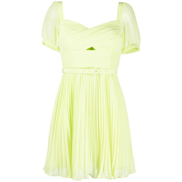 セルフ・ポートレイト レディース ワンピース トップス Pleated chiffon minidress Green｜asty