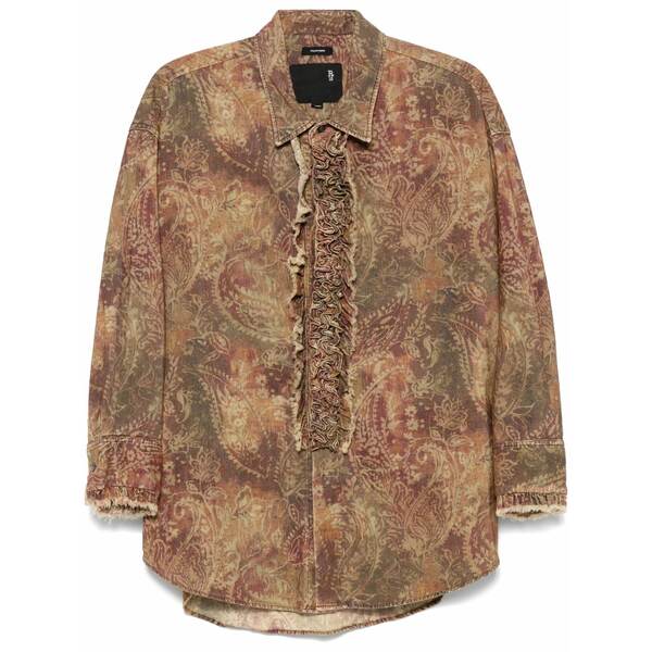 アールサーティーン レディース シャツ トップス Drop neck tuxedo shirt Brown|asty