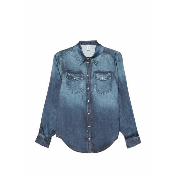 リュージョー レディース プルオーバー トップス Snap-button shirt Blue