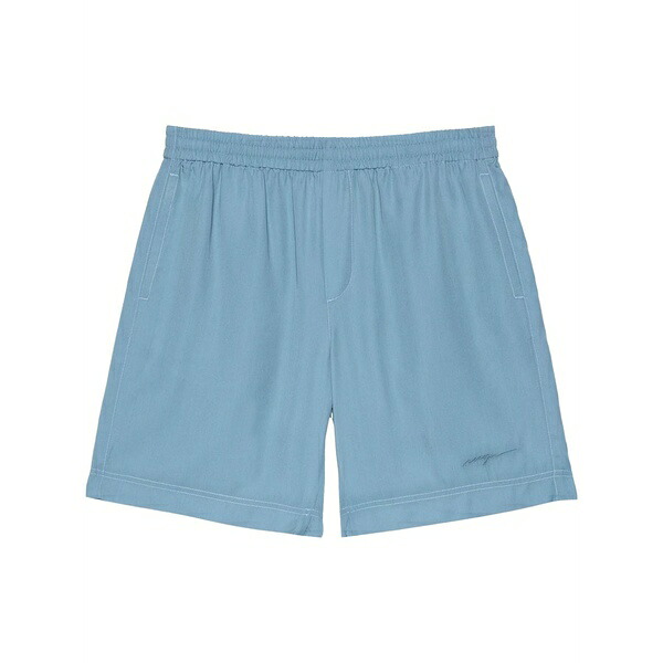 エムエスジイエム メンズ 心地好いズボン下 ボトムス Logo-embroidered shorts Blue