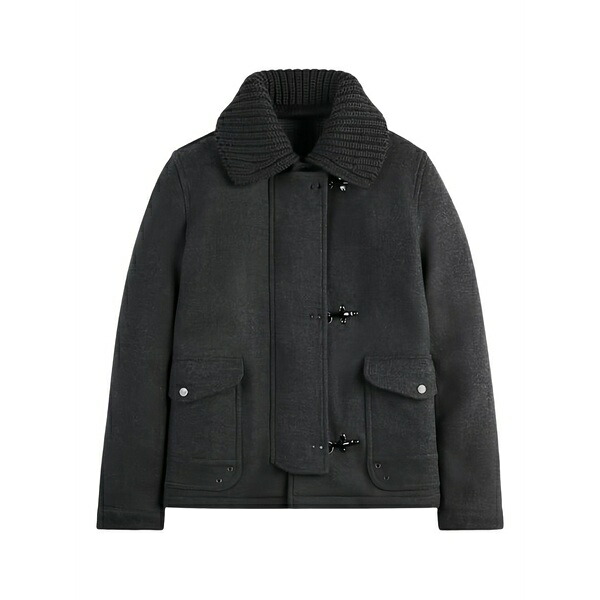 フェイ レディース 厚地の外套 アウター Knitted-collar jacket Grey