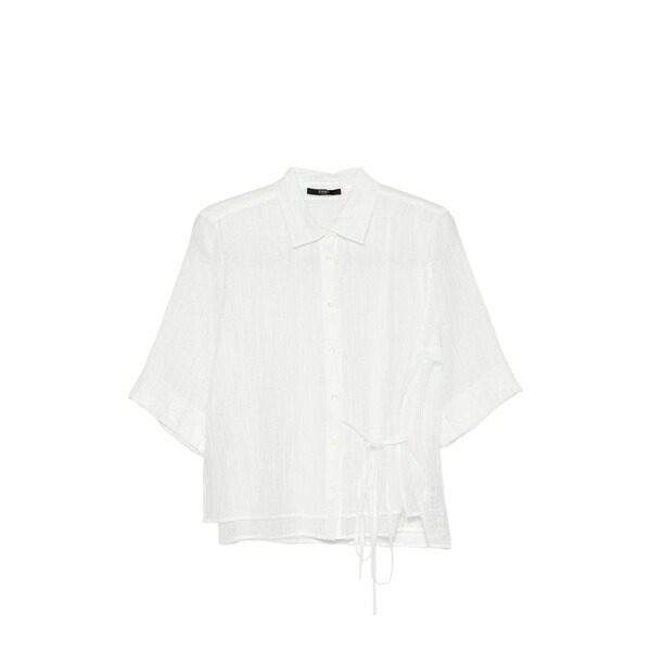 セブンティ レディース プルオーバー トップス Crinkled side-tie blouse White