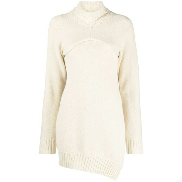 ジル・サンダー レディース 編み物\u0026ティーシャツ アウター Detachable-panel ribbed-knit jumper Neutrals