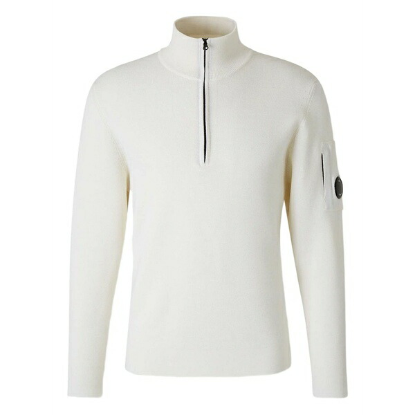 シーピーカンパニー メンズ ニット&セーター アウター Roll neck zip sweatshirt White｜asty