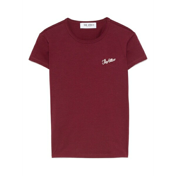ジ アティコ レディース Tシャツ トップス Logo-embroidered cotton t-shirt Red|asty