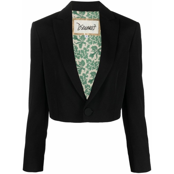 ディースクエアード レディース ジャケット&ブルゾン アウター Single-breasted cropped blazer Black|asty