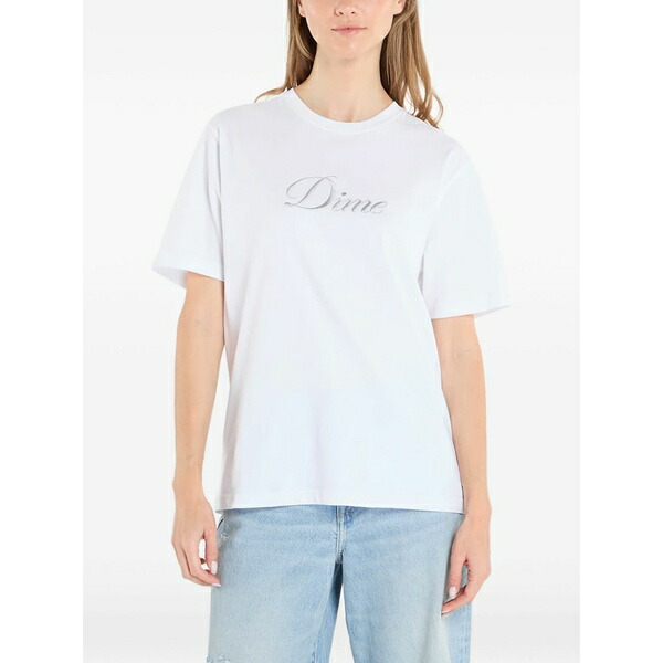 ダイム メンズ Tシャツ トップス Cursive logo t-shirt White|asty
