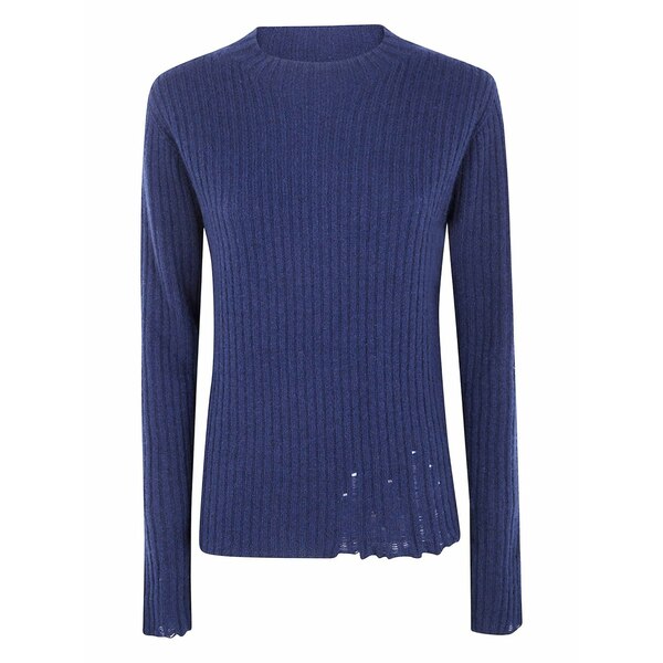 ユマ・ワン レディース ニット&セーター アウター Ribbed frayed sweater Blue｜asty