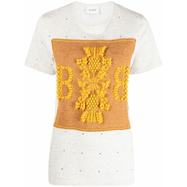 バリー レディース Tシャツ トップス Logo-embroidered embellished t-shirt Grey|asty