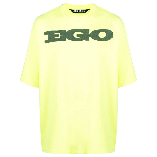 パーム・エンジェルス メンズ Tシャツ トップス Ego-print drop-shoulder t-shirt Yellow|asty