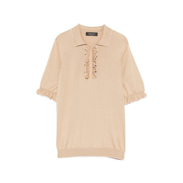 ファビアナ フィリッピ レディース スポーツシャツ トップス Ruffled knit polo top Neutrals