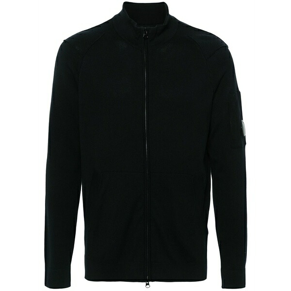 シーピーカンパニー メンズ カーディガン アウター Lens-detail knitted cardigan Blue｜asty