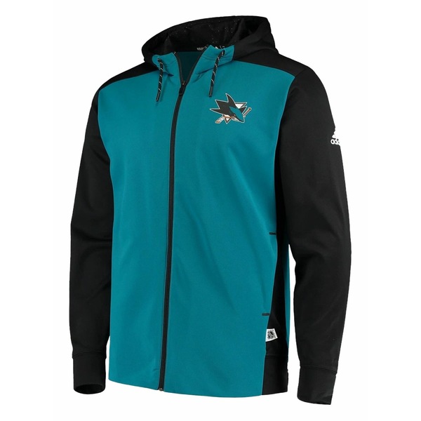 アディダス メンズ パーカー・スウェットシャツ アウター San jose sharks zip-fastening hoodie Blue パーカー-メンズファッション-トップス