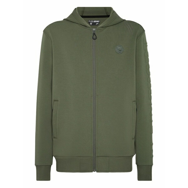 プレインスポーツ メンズ パーカー・スウェットシャツ アウター Embossed logo-detail zip-up hoodie Green