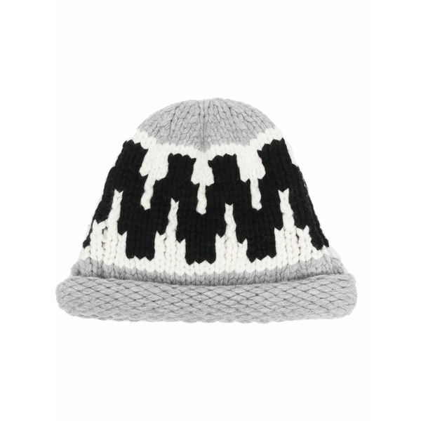 ケンゾー レディース 鳥打ち帽 付属物 Zigzag-knit beanie hat Grey