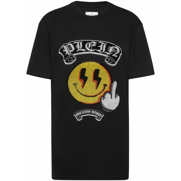 フィリッププレイン レディース Tシャツ トップス Smile t-shirt Black｜asty
