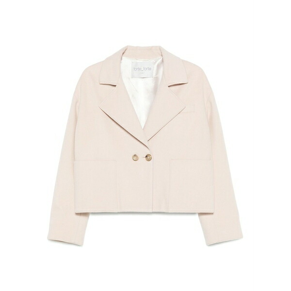 フォルテ フォルテ レディース 上衣＆上衣 アウター Double-breasted patch-pocket jacket Neutrals