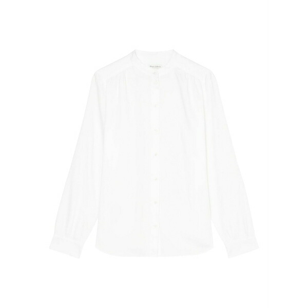 マルコポーロ レディース プルオーバー トップス High-neck button-up shirt White