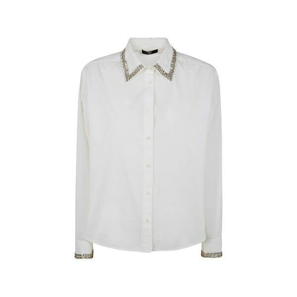 セブンティ レディース シャツ トップス Embellished-collar shirt White｜asty