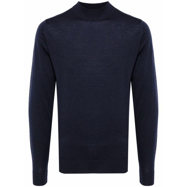 ジョンスメドレー メンズ ニット&セーター アウター Mock neck fine-knitted jumper Blue|asty