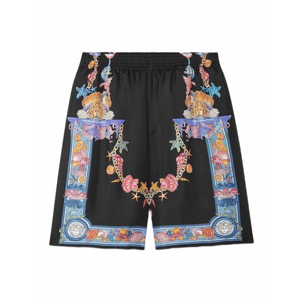 ヴェルサーチ メンズ カジュアルパンツ ボトムス Coral theatre-print shorts Black｜asty