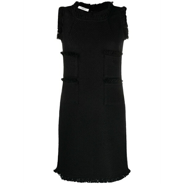 シャルロット レディース ワンピース トップス Fringe-trim knitted mid dress Black｜asty
