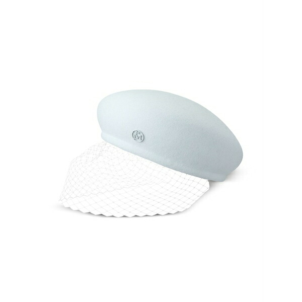 メゾンミッシェル レディース 帽子 アクセサリー New bonnie veil-detail beret Blue｜asty