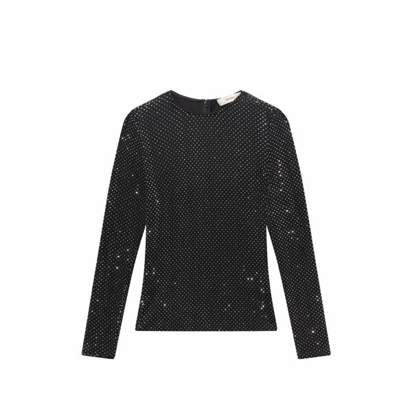 フレーム レディース Tシャツ トップス Long-sleeve embellished top Black|asty