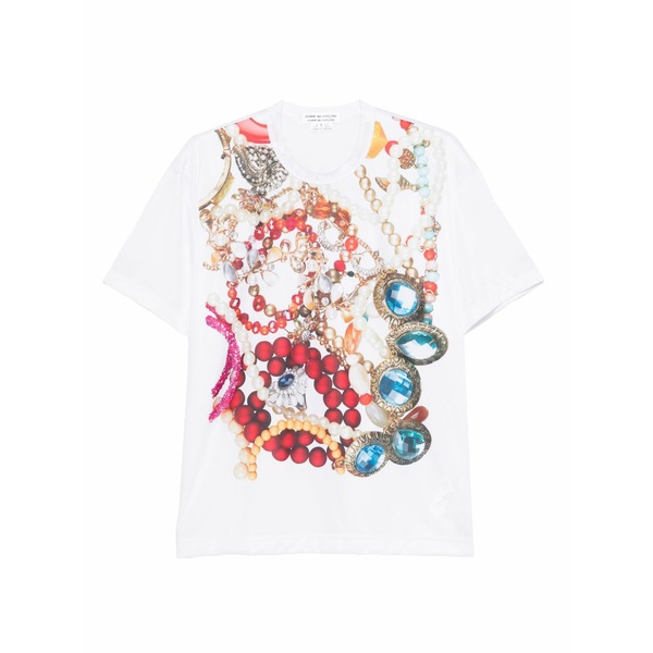 コムデギャルソン レディース プルオーバー トップス Jewellery-print t-shirt White