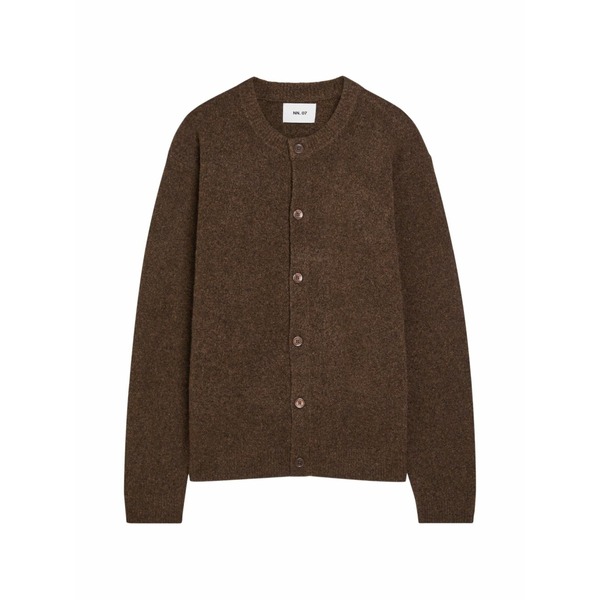 エヌエヌ77 メンズ カーディガン アウター Jasper crew-neck cardigan Brown｜asty