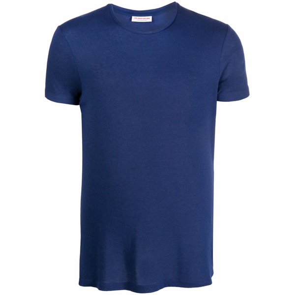オールバー ブラウン メンズ Tシャツ トップス Plain cotton-modal t-shirt Blue｜asty
