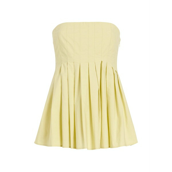プロエンザ スクーラー ホワイト レーベル レディース シャツ トップス Avine pleated strapless top Yellow｜asty