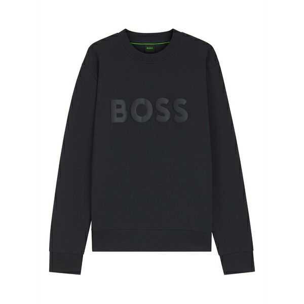 ボス メンズ パーカー・スウェットシャツ アウター Logo-print crew-neck sweatshirt Blue｜asty