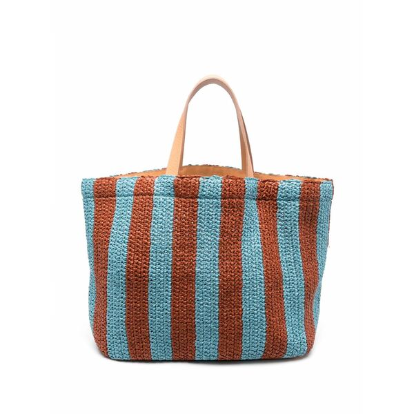 ラ・ダブル・ジェイ レディース トートバッグ バッグ Riviera striped raffia tote bag Blue｜asty