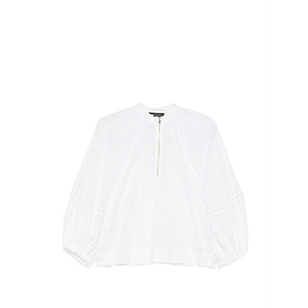 ファビアナ フィリッピ レディース シャツ トップス Zip balloon-sleeve blouse White|asty