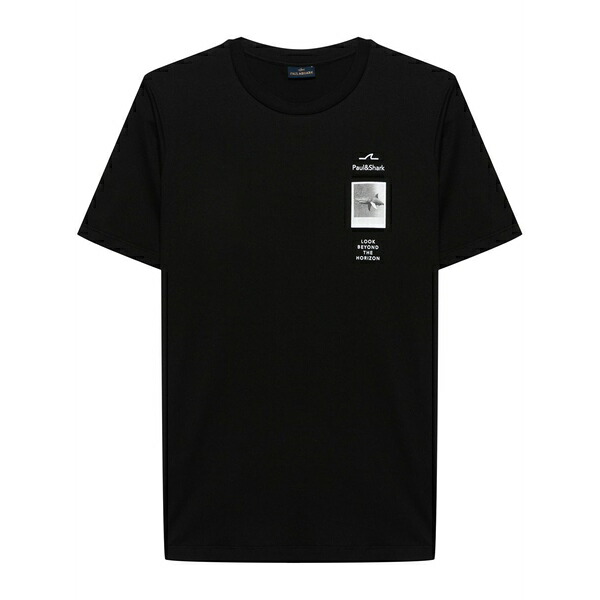 ポールアンドシャーク メンズ プルオーバー トップス Logo-print cotton t-shirt Black