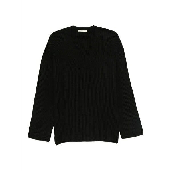 シックススリーナインセブン レディース 編み物\u0026スウェーター アウター Ribbed v-neck jumper Black