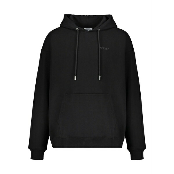 オフホワイト メンズ パーカー・スウェットシャツ アウター Arrows-motif hoodie Black｜asty