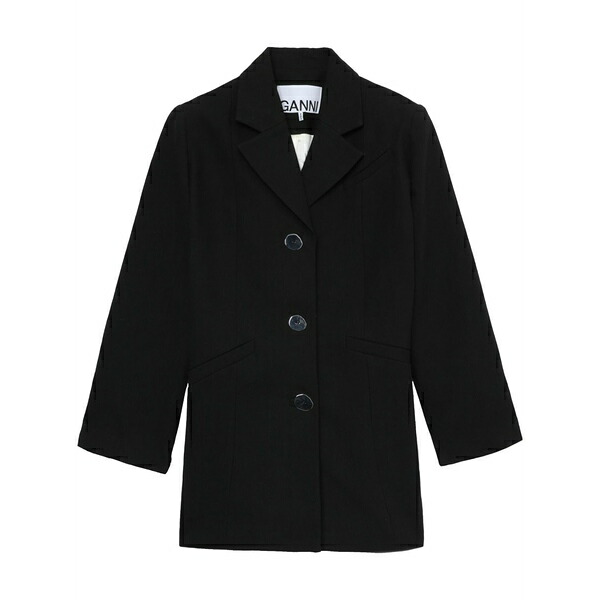 ガニー レディース ジャケット＆ブルゾン アウター Single-breasted shoulder-pads blazer Black｜asty