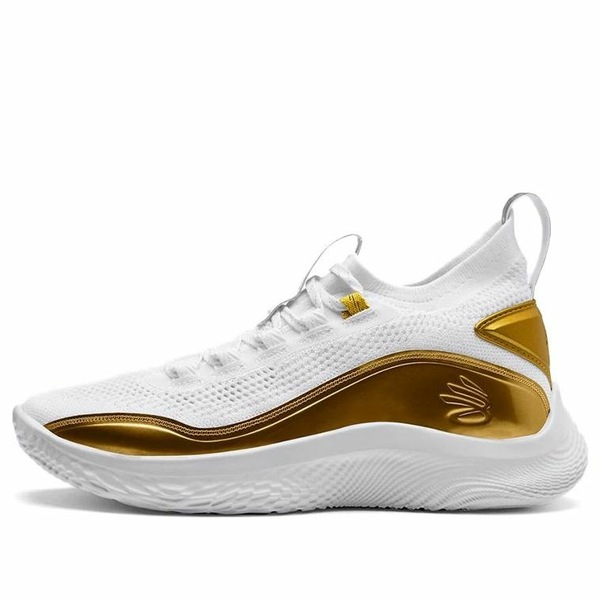 Under Armour アンダーアーマー メンズ スニーカー White/Metallic Gold 【Under Armour Curry 8 'Gold Blooded' 3024456-102】 サイズ US_10.5(28.5cm)画像