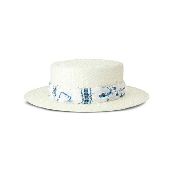 メゾンミッシェル  レディース 鳥打ち帽 付属物 Kiki straw boater hat White