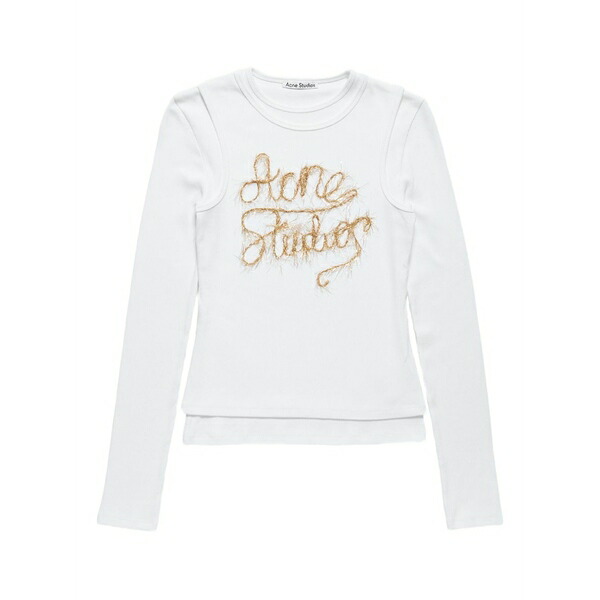 アクネ ストゥディオズ レディース Tシャツ トップス Long-sleeves t-shirt White|asty