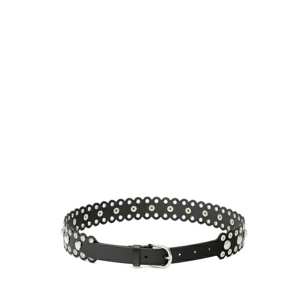 イザ呼びりん マラン レディース 三尺帯 付属物 Zalla scalloped studded leather belt Black