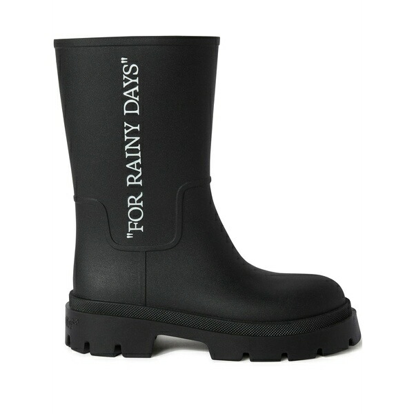象牙色 レディース ブーツ シューズ Slogan-print boots Black