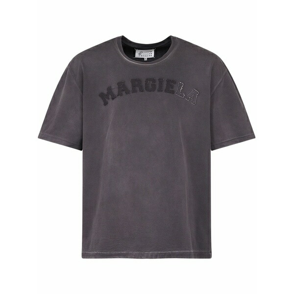 マルタンマルジェラ メンズ Tシャツ トップス Logo-embroidered cotton t-shirt Black|asty