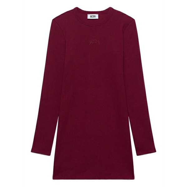ジーシーディーエス レディース ワンピース トップス Ribbed long-sleeve dress Red|asty