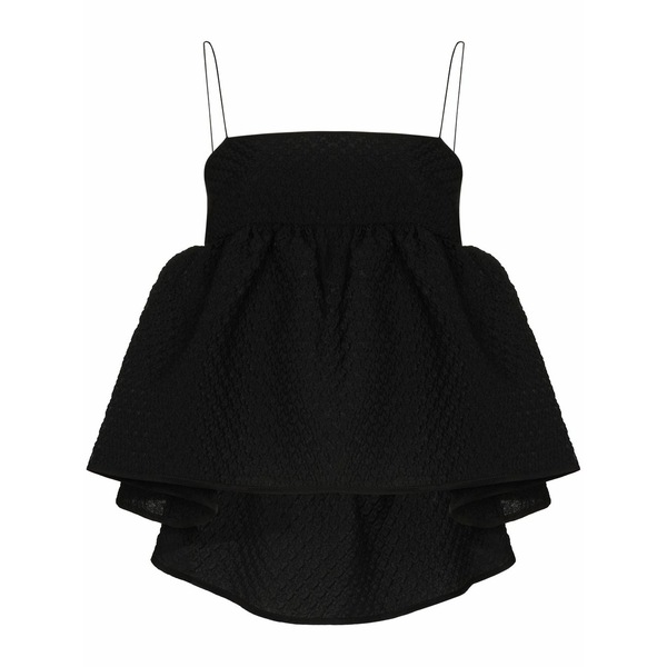 セシリー・バンセン レディース カットソー トップス Selena ruffled textured top Black｜asty
